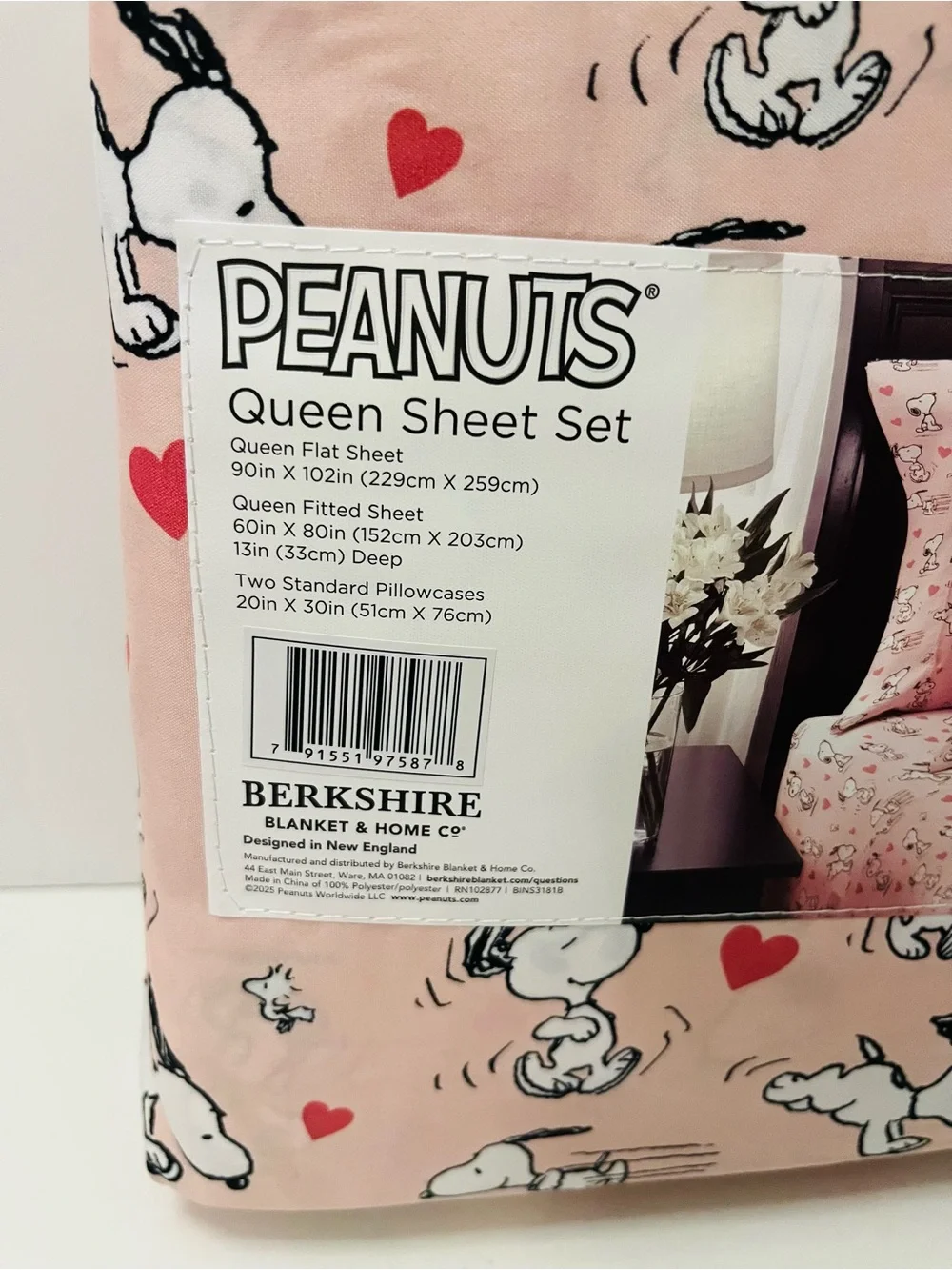 Berkshire Peanuts & Cynthia Rowley Lot of 2 Queen Sheet Sets Christmas Valentine